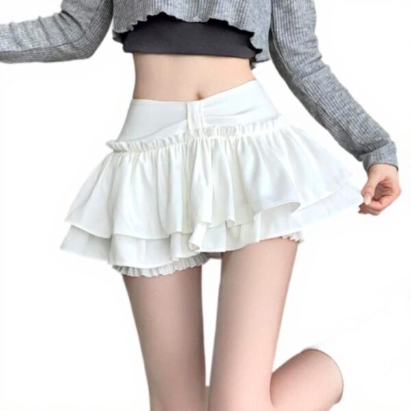 Gonna Giapponese YCHUCH Vita Alta Strati Volant Donne