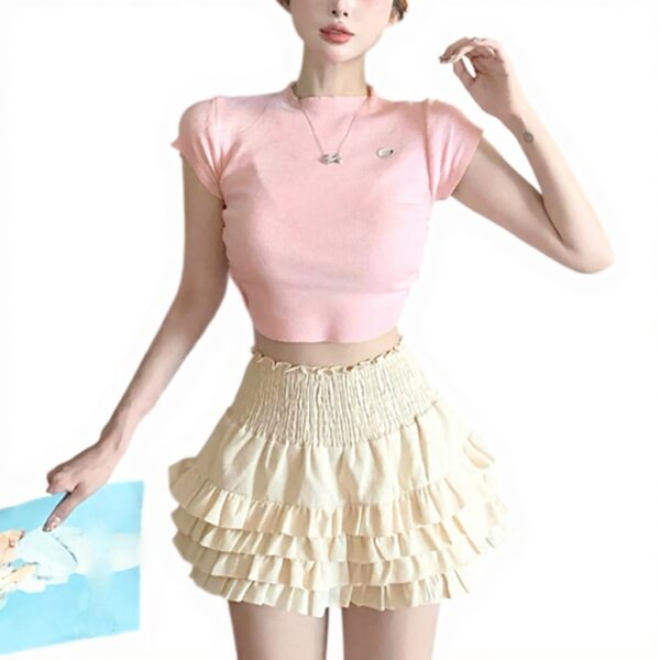 Minigonna Arricciata YCHUCH Vita Alta Donna Streetwear