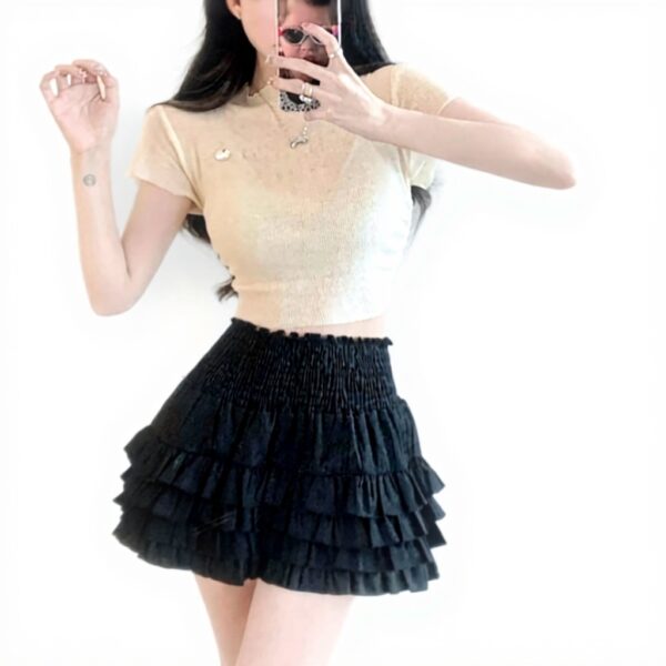 Minigonna Arricciata YCHUCH Vita Alta Donna Streetwear