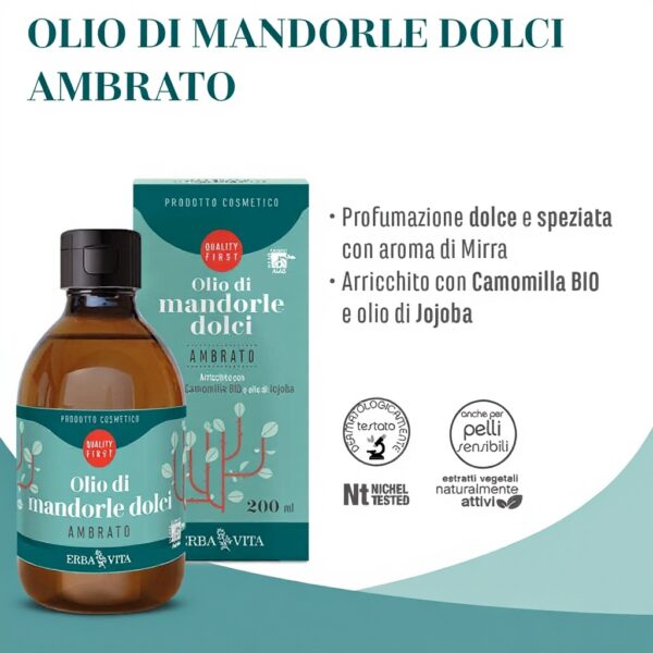 Olio di mandorle dolci Erba Vita emolliente lenitivo pelle