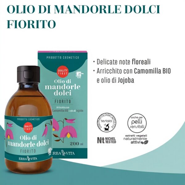 Olio di mandorle dolci Erba Vita emolliente lenitivo pelle