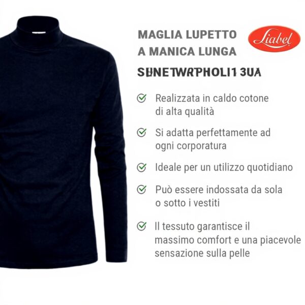 Maglione uomo Liabel lupetto cotone caldo collo alto felpato