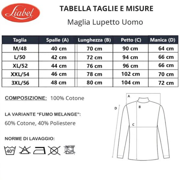 Maglione uomo Liabel lupetto cotone caldo collo alto felpato